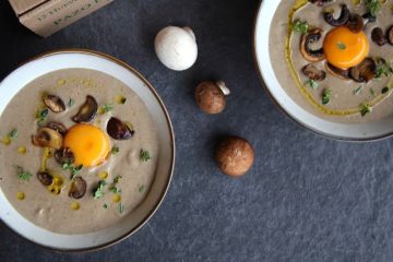 Crema de champiñones con huevo