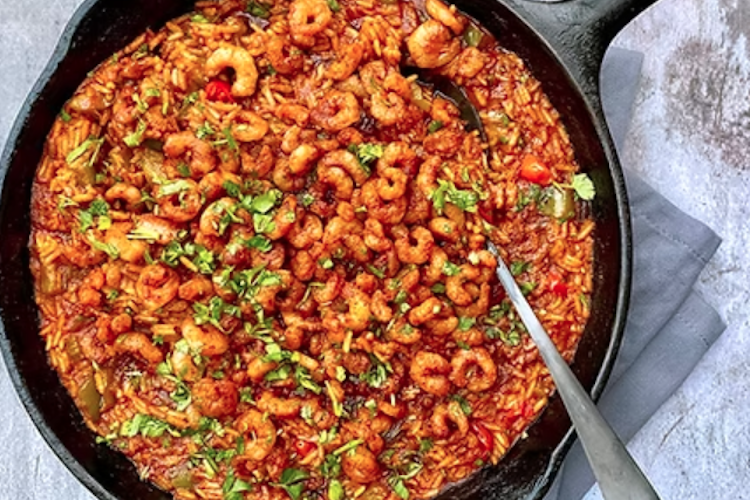 Arroz pilaf de gambas picantes