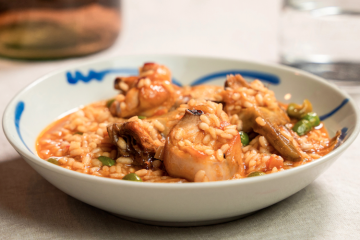 Arroz meloso de conejo y verduritas