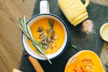 Crema de calabaza con jengibre y semillas