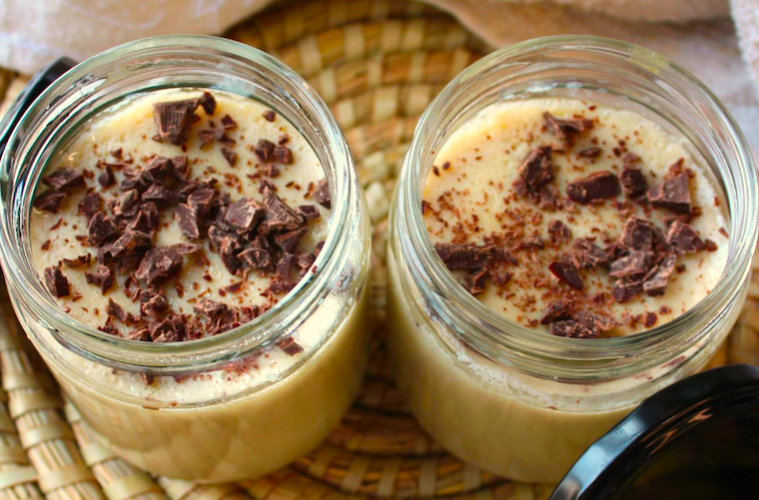 Natillas de plátano con chocolate negro