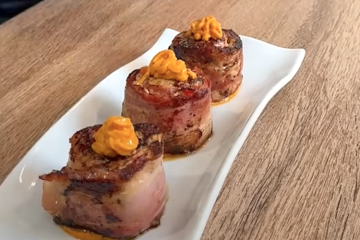 Rollitos de panceta y carne picada con salsa gaucha