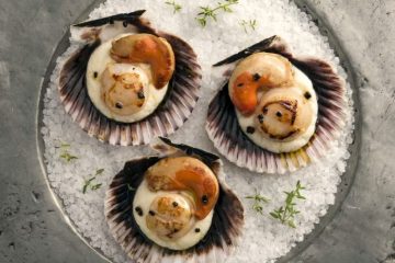 Vieiras con crema de coliflor sobrante