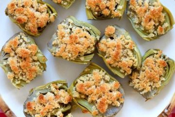 Alcachofas al horno con crujiente de parmesano