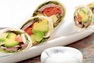 Wraps con roast beef o ternera asada que sobró de ayer
