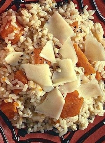Risotto con restos de queso y calabaza