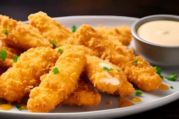 Palitos crujientes de pavo con puré de patatas cocidas sobrantes