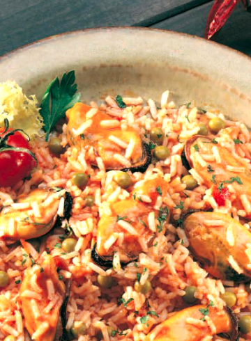 Arroz con mejillones en conserva