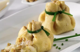 Paquetitos de queso de cabra, manzana y nueces