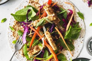Wraps de tofu y verduras con mantequilla de cacahuete